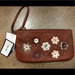 Leather Floral Wristlet